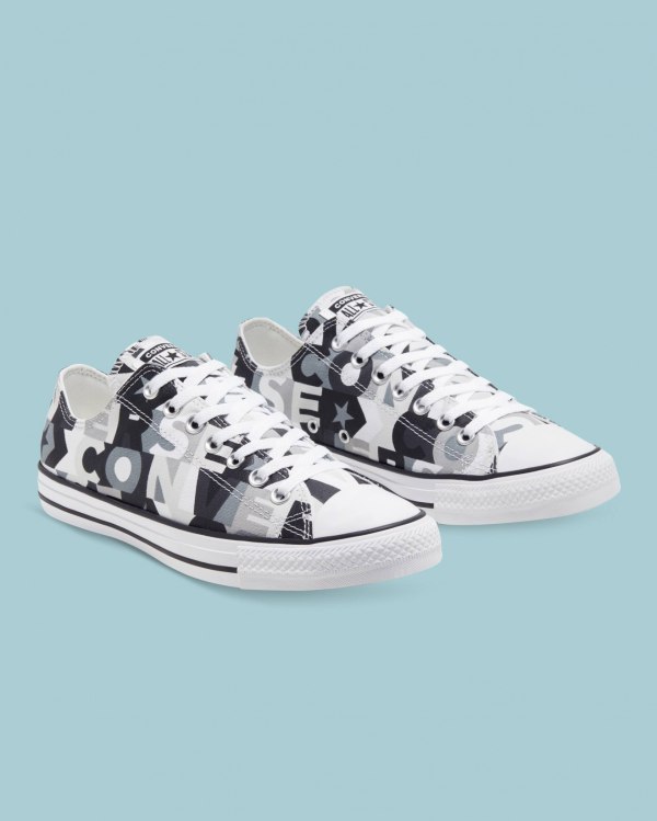 Converse Chuck Taylor All Star Logo Print Sort Sko Danmark - Converse Lave Sneakers Dame - 78621PCOI